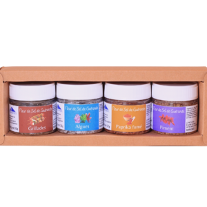 coffret fleur de sel de guérande 8 pots de 35g dans un coffret kraft LE NATURSEL