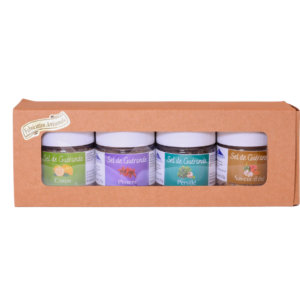 4 gros sel de guerande aromatisés 35g dans un coffret cadeau en kraft